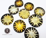 Cherry Amber Engraved Sun Round Shape Cabochons