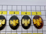 Cherry Amber Engraved Bee Oval Shape Cabochons