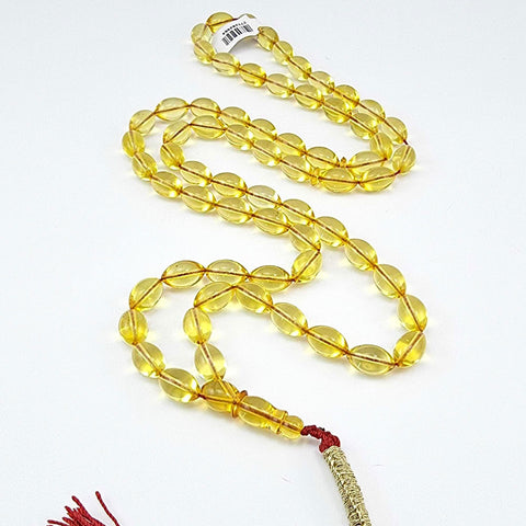 Transparent Amber Olive Shape 8.5 mm Islamic Prayer Beads