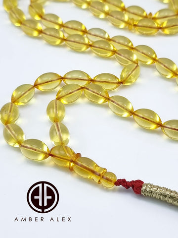 Transparent Amber Olive Shape 8.5 mm Islamic Prayer Beads