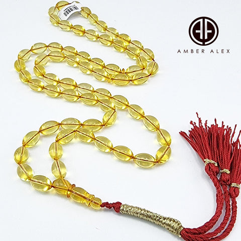 Transparent Amber Olive Shape 8.5 mm Islamic Prayer Beads