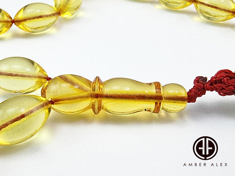 Transparent Amber Olive Shape 8.5 mm Islamic Prayer Beads