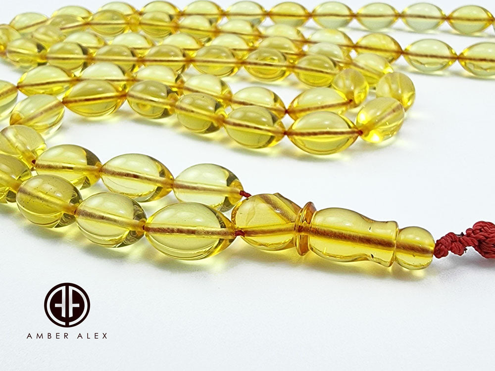 Transparent Amber Olive Shape 8.5 mm Islamic Prayer Beads
