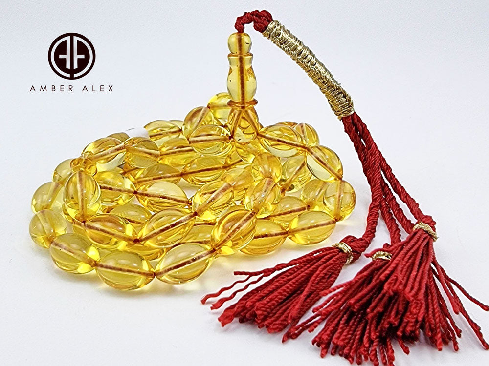 Transparent Amber Olive Shape 8.5 mm Islamic Prayer Beads