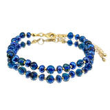 Blue Amber & Pearls Baroque Beads Bracelet 14k Gold Plated