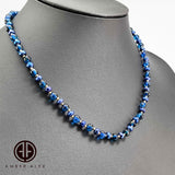 Blue Amber & Pearls Baroque Beads Necklace 14k Gold Plated