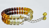 Gradient Color Amber Tablets Beads Bracelet Sterling Silver