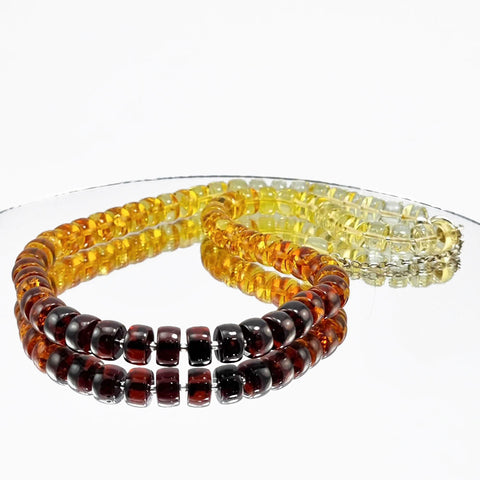 Gradient Amber Tablet Beads Necklace Sterling Silver