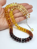 Gradient Amber Tablet Beads Necklace Sterling Silver