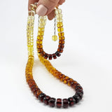 Gradient Amber Tablet Beads Necklace Sterling Silver