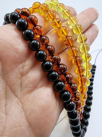 Light Cognac Amber Round Beads