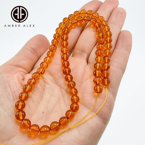 Light Cognac Amber Round Beads