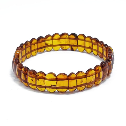 Multi-Color Amber Oval Beads Stretch Bracelet