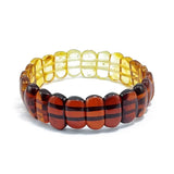 Multi-Color Amber Oval Beads Stretch Bracelet