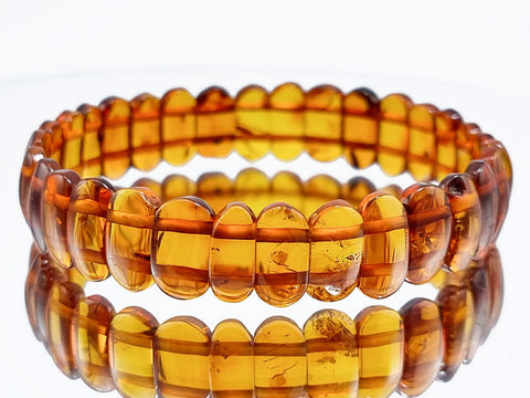 Multi-Color Amber Oval Beads Stretch Bracelet