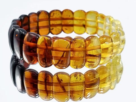 Multi-Color Amber Oval Beads Stretch Bracelet