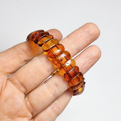 Multi-Color Amber Oval Beads Stretch Bracelet