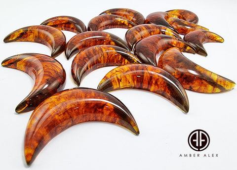 Cognac Amber Moon Shape Cabochons