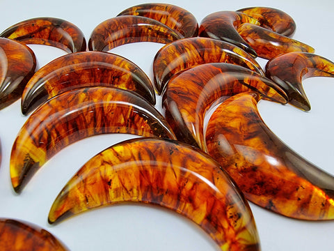 Cognac Amber Moon Shape Cabochons