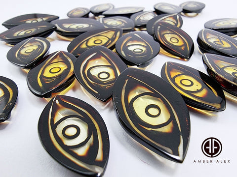 Gradient Amber Carved Eyes Cabochons