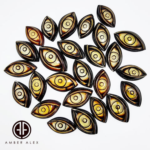 Gradient Amber Carved Eyes Cabochons