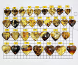 Fossil Amber Heart Shape Cabochons