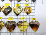 Fossil Amber Heart Shape Cabochons