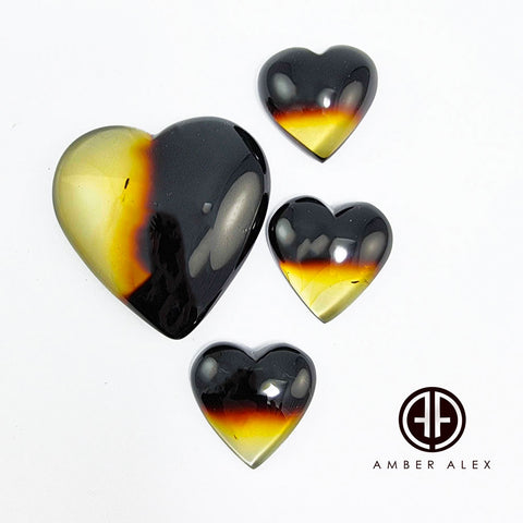 Gradient Amber Heart Shape Cabochons