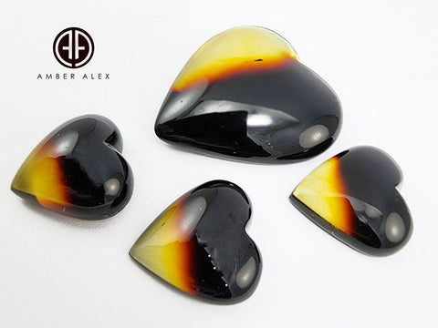 Gradient Amber Heart Shape Cabochons