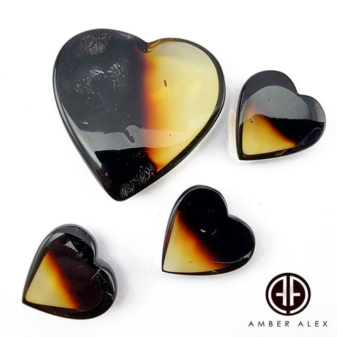 Gradient Amber Heart Shape Cabochons