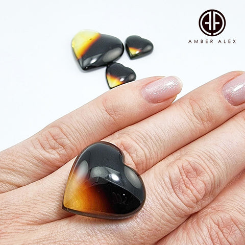 Gradient Amber Heart Shape Cabochons