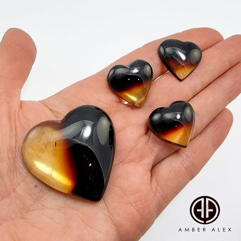 Gradient Amber Heart Shape Cabochons