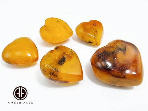 Antique Amber Heart Shape Cabochons