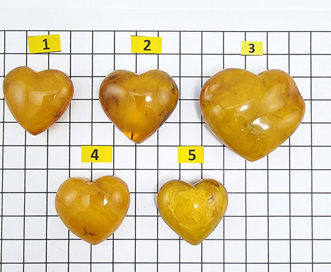 Antique Amber Heart Shape Cabochons