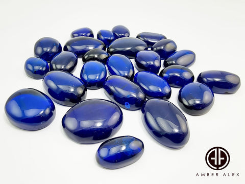 Blue Amber Free Shape Cabochons