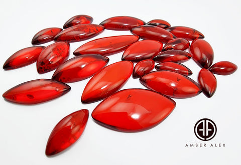 Red Amber Marquise Shape Cabochons