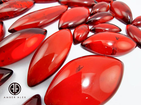 Red Amber Marquise Shape Cabochons