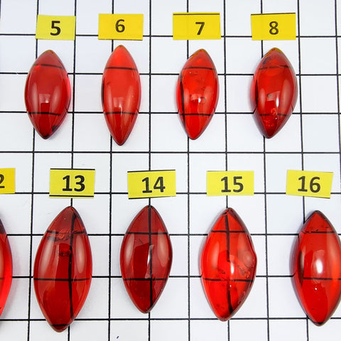 Red Amber Marquise Shape Cabochons