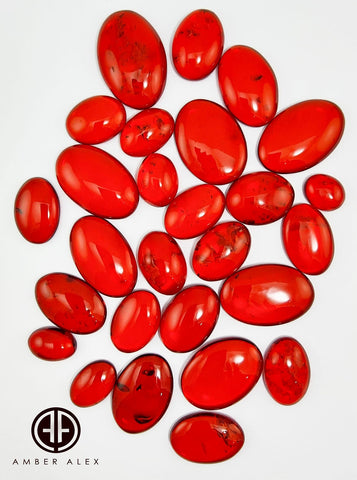 Red  Amber Free Shape Cabochons