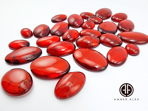 Red  Amber Free Shape Cabochons