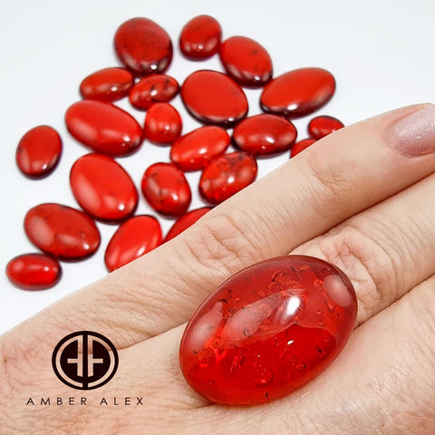 Red  Amber Free Shape Cabochons