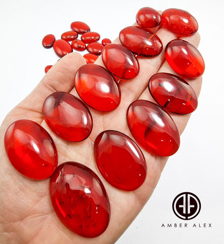 Red  Amber Free Shape Cabochons