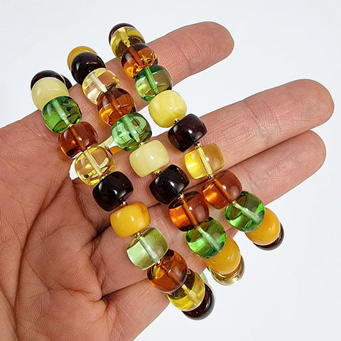 Multi-Color Amber Tablets Stretch Bracelet