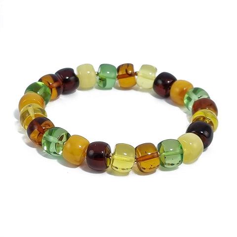 Multi-Color Amber Tablets Stretch Bracelet