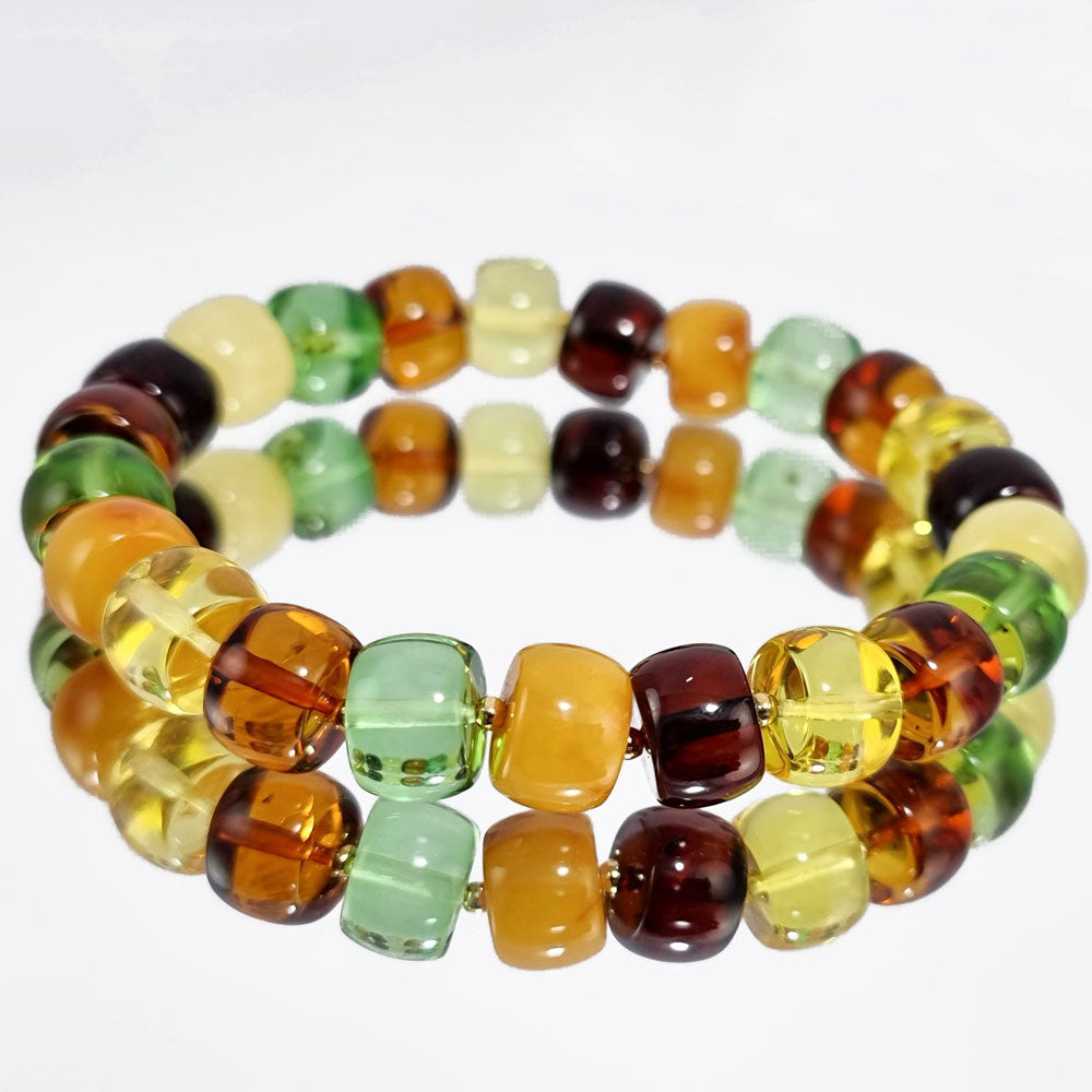 Multi-Color Amber Tablets Stretch Bracelet
