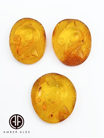 Cognac Amber Carved Fish Cabochon