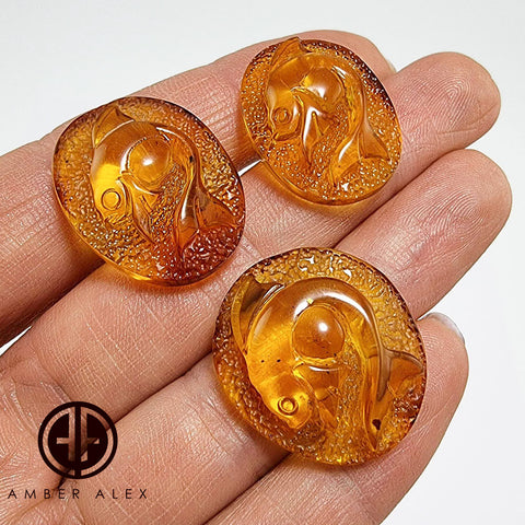 Cognac Amber Carved Fish Cabochon