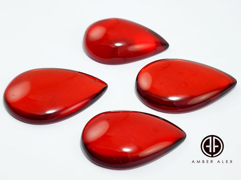 Red Amber Drop Free Shape Cabochons