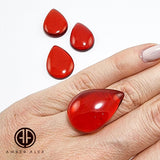 Red Amber Drop Free Shape Cabochons