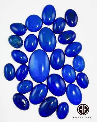 Blue Amber Free Shape Cabochons